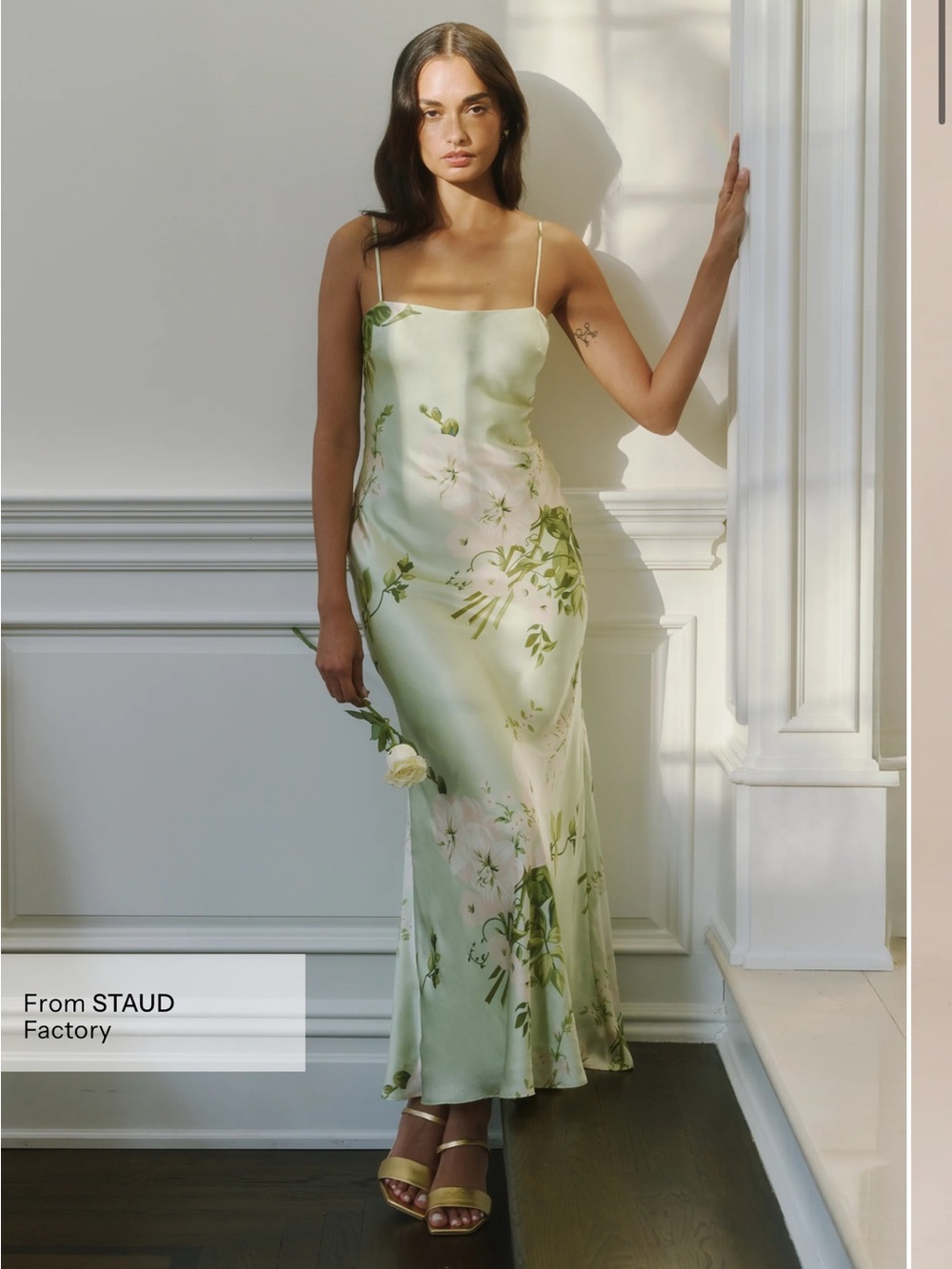 NWT o.p.t Mazzy Silk Dress size Large L Few Moda Mint Blossom Green floral maxi